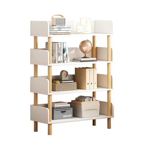 4-Tier Wooden Bookcase. White Bookshelf. Modern Open Bookshelf. Wood Storage Shelves. Wooden Display Bookshelves for Living Room.Bedroom.Home Office (White)